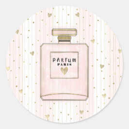 Roze en goudharten Parijs Parfum Chic-Mode Ronde Sticker