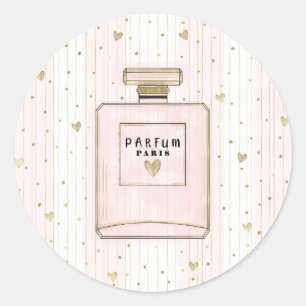 Roze en goudharten Parijs Parfum Chic-Mode Ronde Sticker