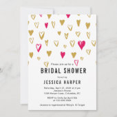 Roze en goudharten Vrijgezellenfeest Kaart (Voorkant)