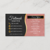 Roze en goudhoudend haarbreisalon visitekaartje (Achterkant)