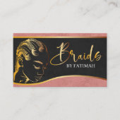 Roze en goudhoudend haarbreisalon visitekaartje (Voorkant)