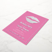 Roze en goudhoudende Kiss Lips Folie Uitnodiging (Gedraaid)