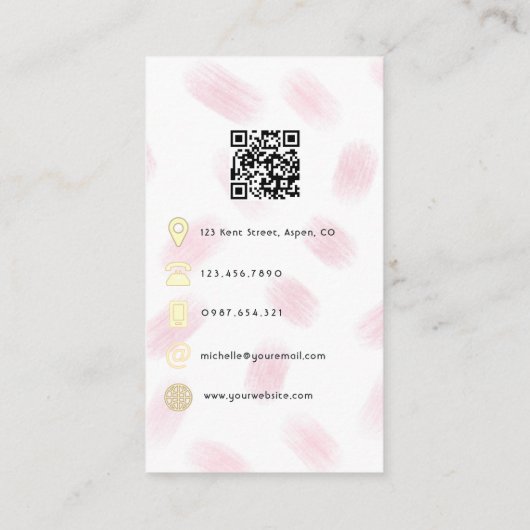 Roze en goudhoudende Mode Rag Trade QR Code Visitekaartje (Achterkant)