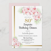 Roze en goudhoudende verrassingen 80e verjaardag kaart (Voorkant / Achterkant)