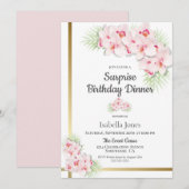 Roze en goudhoudende verrassingen: avondeten kaart (Voorkant / Achterkant)