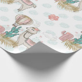 Roze en goudhoudende woestijn Steampunk Llama Cadeaupapier (Hoek)