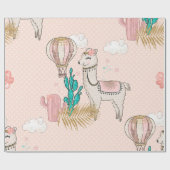 Roze en goudhoudende woestijn Steampunk Llama Cadeaupapier (Vlak)