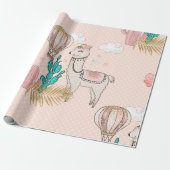 Roze en goudhoudende woestijn Steampunk Llama Cadeaupapier (Uitgerold)