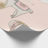 Roze en goudhoudende woestijn Steampunk Llama Cadeaupapier (Hoek)
