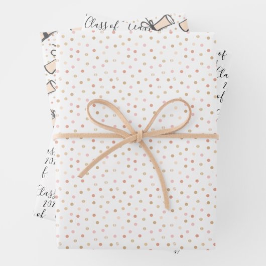 Roze en goudklasse van Afstuderen Inpakpapier Vel (In situ)