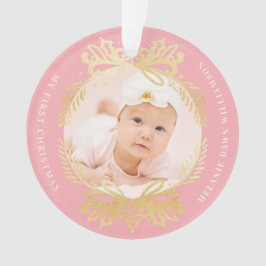  roze en goudkleuren | Eerste Kerstmis baby Ornament