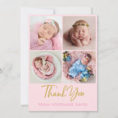 Roze en goudkleurig baby, bedankt voor de fotocoll kaart (Voorkant)