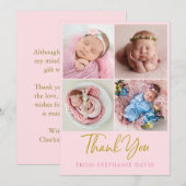 Roze en goudkleurig baby, bedankt voor de fotocoll kaart (Voorkant / Achterkant)