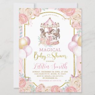 Roze en goudkleurig Baby shower Kaart