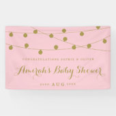 Roze en goudkleurig, fijn Baby shower Spandoek (Horizontaal)