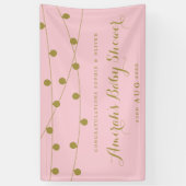 Roze en goudkleurig, fijn Baby shower Spandoek (Verticaal)