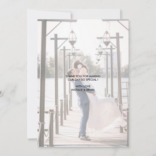 Roze en goudkleurig geborsteld Dank u wel 2 fotoka Bedankkaart (Achterkant)