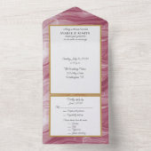 Roze en goudkleurig patroon all in one uitnodiging (Binnen)