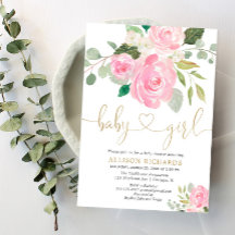 Roze en goudkleurig roos baby shower
