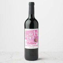 Roze en goudkleurige 21ste Birthday Wine Labels