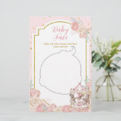 Roze en goudkleurige Baby Face Kaart (Staand voorkant)