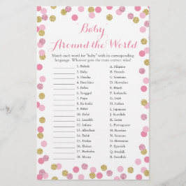 Roze en goudkleurige Baby rondom het wereldwijde v