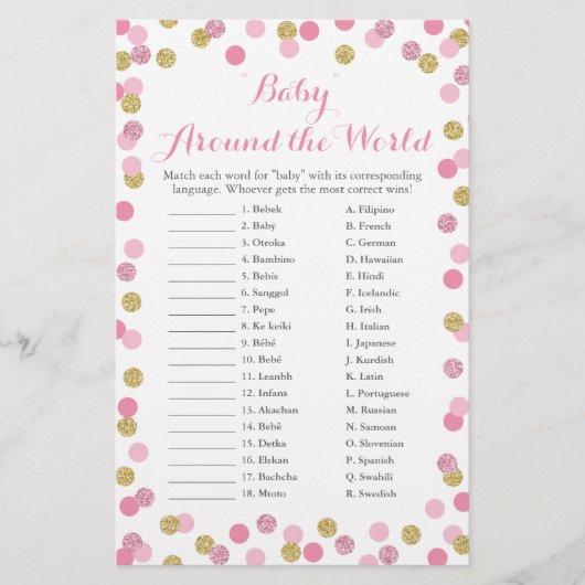 Roze en goudkleurige Baby rondom het wereldwijde v (Voorkant)