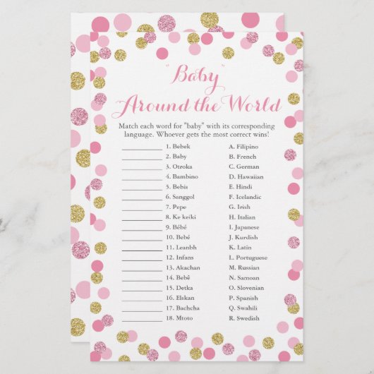 Roze en goudkleurige Baby rondom het wereldwijde v (Voorkant / Achterkant)