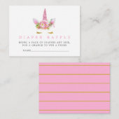 Roze en goudkleurige Baby shower diaper Raffle Informatiekaartje (Voorkant / Achterkant)