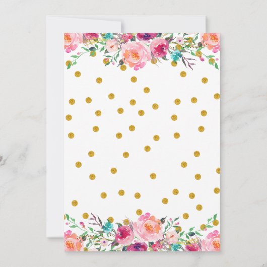 Roze en goudkleurige Baby shower Kaart (Achterkant)