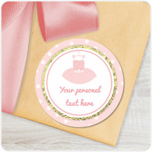 Roze en goudkleurige Baby shower Ronde Sticker