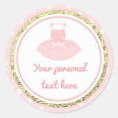 Roze en goudkleurige Baby shower Ronde Sticker (Voorkant)