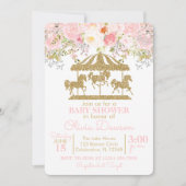 Roze en goudkleurige Baby shower van Carousel Girl Kaart (Voorkant)