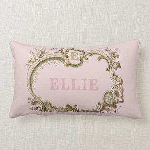 Roze en goudkleurige  Baroque Rococo Name Pillow Kussen