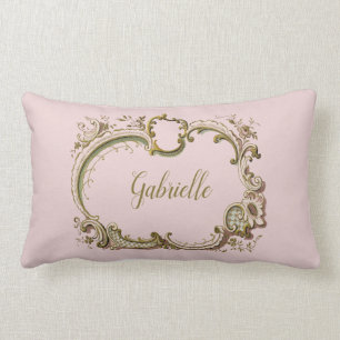 Roze en goudkleurige  Baroque Rococo Name Pillow Kussen