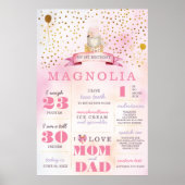 Roze en goudkleurige Boho Birthday Stats Milestone Poster (Voorkant)