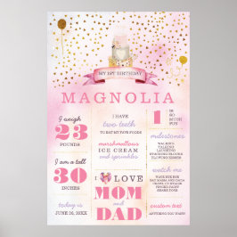 Roze en goudkleurige Boho Birthday Stats Milestone Poster