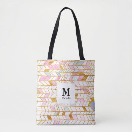 Roze en goudkleurige Canvas tas van het Monogram P