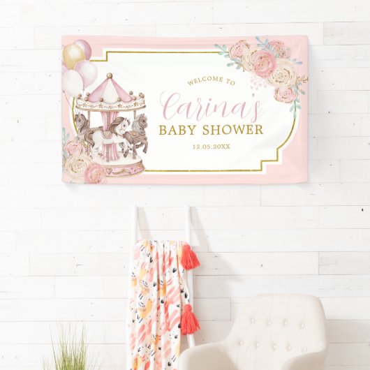 Roze en goudkleurige carrousel - Grote banner (Insitu)