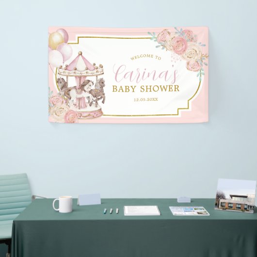Roze en goudkleurige carrousel - Grote banner (Beurs)