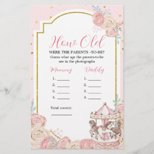 Roze en goudkleurige carrousel hoe oud de ouders z