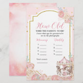 Roze en goudkleurige carrousel hoe oud de ouders z (Voorkant / Achterkant)