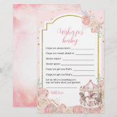Roze en goudkleurige carrousel wenst Baby (Voorkant / Achterkant)