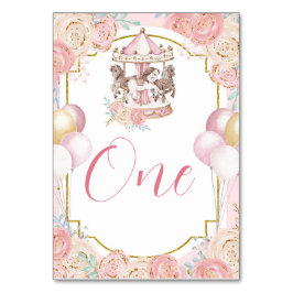 Roze en goudkleurige carrouselnummers kaart