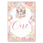 Roze en goudkleurige carrouselnummers kaart (Achterkant)