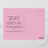 Roze en goudkleurige Confetti-grootwinkelaar Folie Uitnodiging Briefkaart (Achterkant)