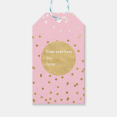 Roze en goudkleurige Confetti Stippen Moderne Cadeaulabel (Voorkant)