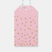 Roze en goudkleurige Confetti Stippen Moderne Cadeaulabel (Achterkant)