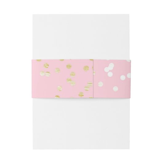 Roze en goudkleurige Confetti Stippen Moderne uitn Uitnodigingen Wikkel (Achterkant Voorbeeld)