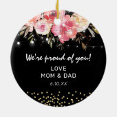 Roze en goudkleurige dop keramisch ornament (Achterkant)